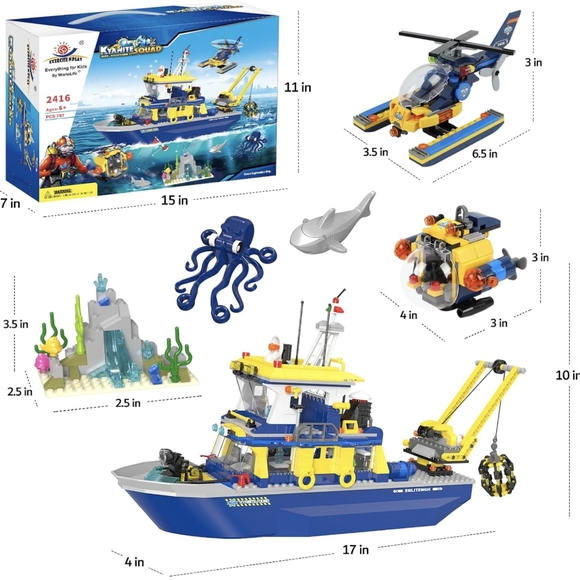 Exercise N Play City Ocean Exploration Ship Building Kit, Deep Sea Explorer Boat - Picture 4 of 7